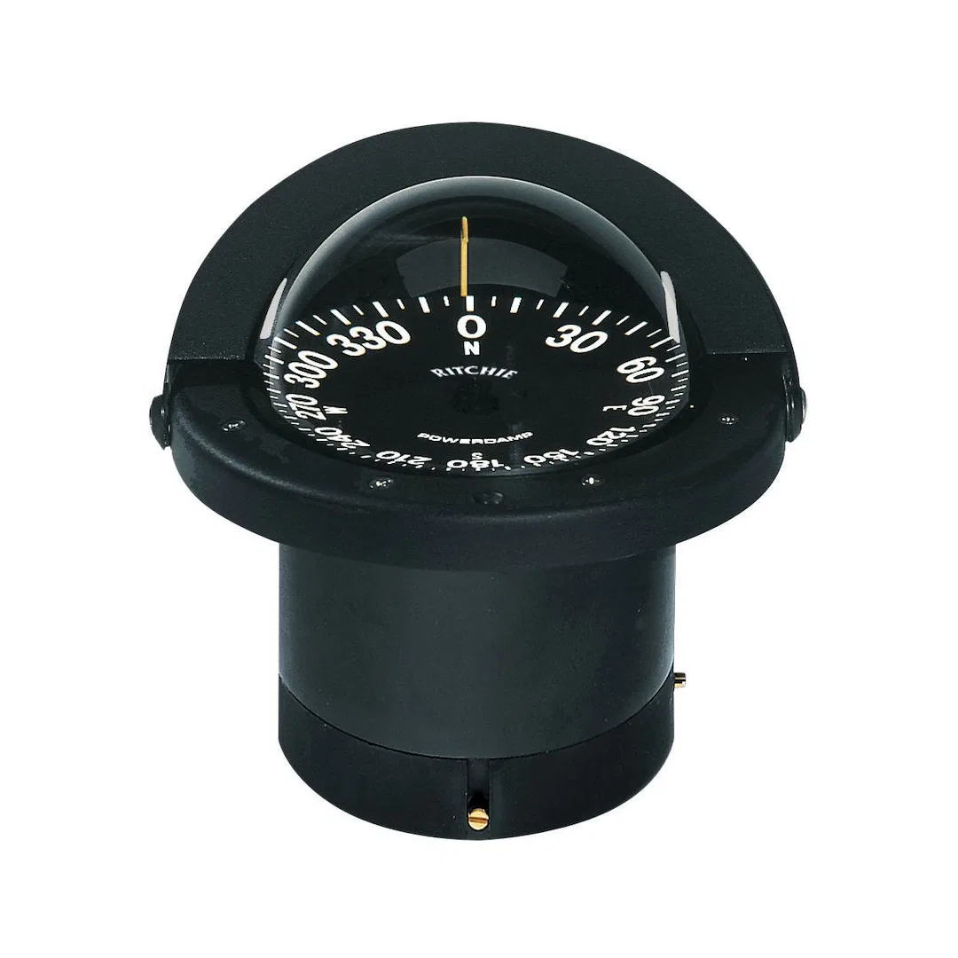 FN-201 – RITCHIE NAVI Compass, Black 12 Volt Green LED Flush Mount 4-1/2 Inch Open Face Dial 6-1/16 Inch Overall Widt...